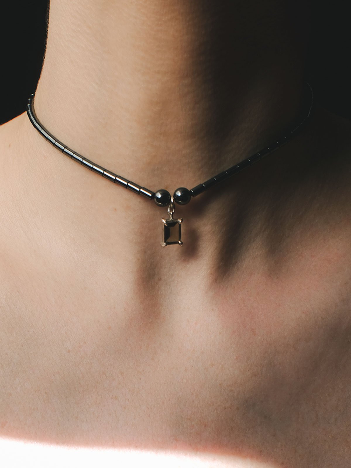 Hematita Smokey Quartz Necklace