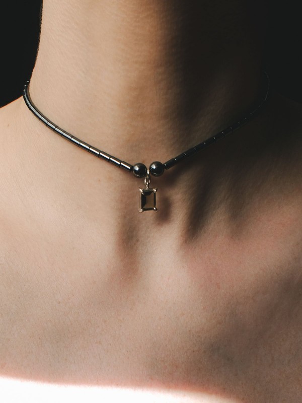 Hematita Smokey Quartz Necklace